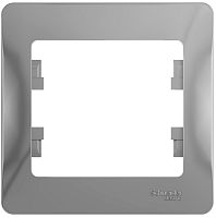 Рамка горизонтальная Systeme Electric Glossa 1-м. алюминий картинка